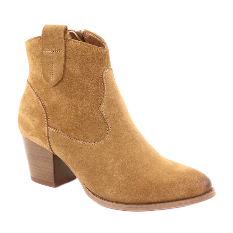 Anabelle 1466 light Camel ruskind cowboystøvler brun flerfarvet gul 1