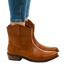 Kamel ankelstøvler til kvinder 928-1 flade cowboystøvler brun 1