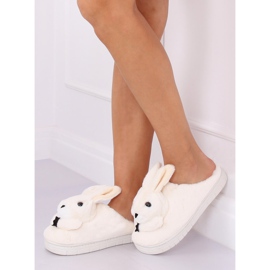 Dame beige kanin tøfler MA17 Hvid 2