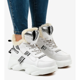 Hvide isolerede kvinders sneakers til kvinder D80-31 1