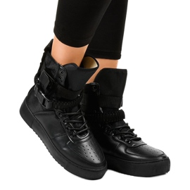 Sorte flade sneakers Y-207 1