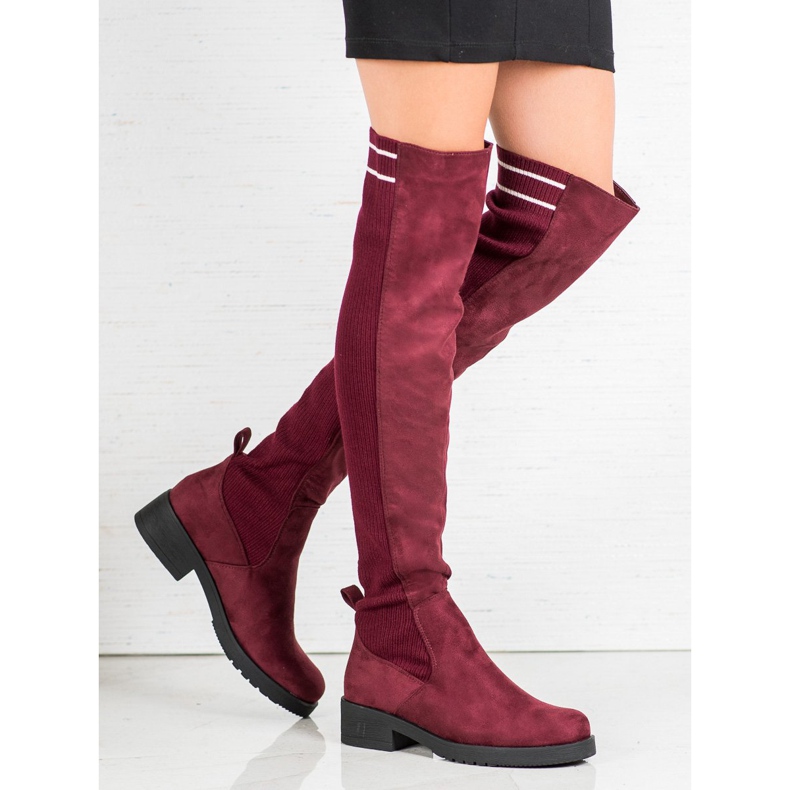 Ideal Shoes Slip-on ruskind støvler rød 1