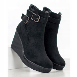 Filippo Suede Wedge Støvler sort 1