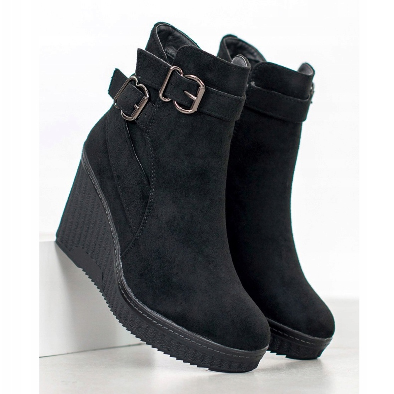 Filippo Suede Wedge Støvler sort 1