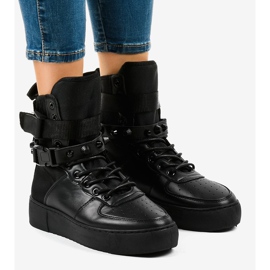 Sorte flade sneakers Y-025H 1