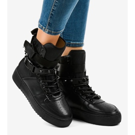 Sorte flade sneakers Y-025H 2