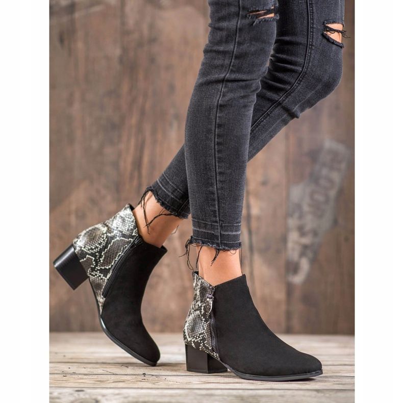 Kylie Sorte Snake Print støvler 2
