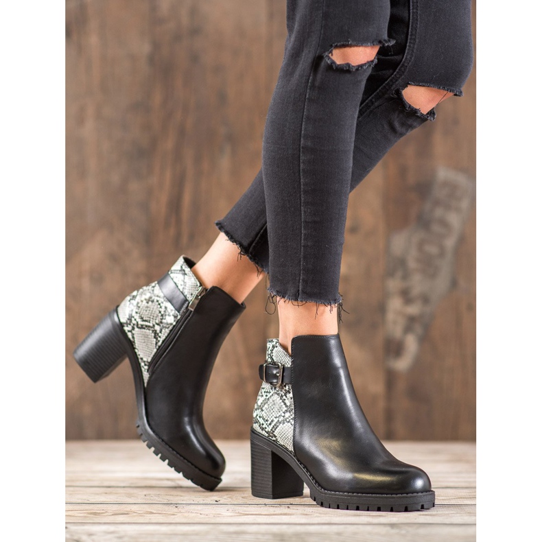 Seastar Snake Print Platform støvler sort 1