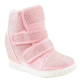 Lyserøde kile sneakers med studs KLS-112-4 1