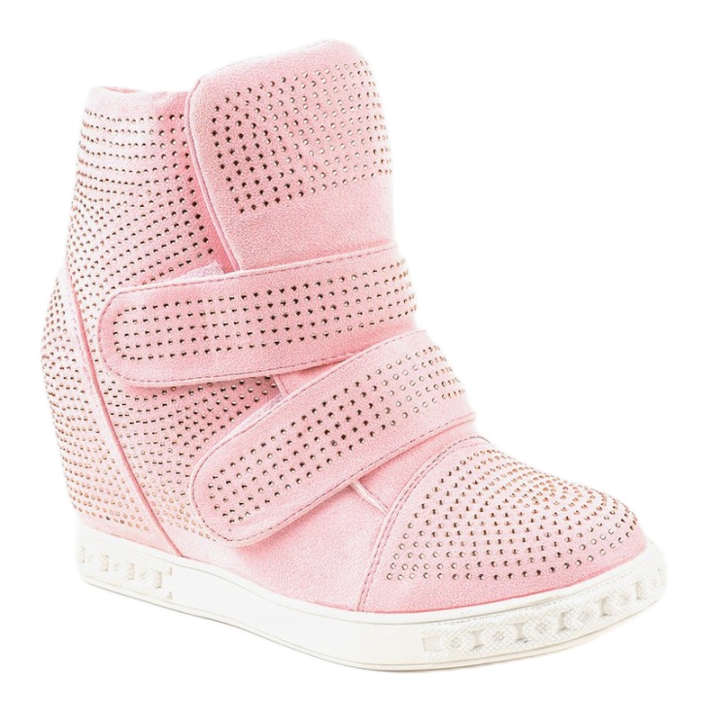 Lyserøde kile sneakers med studs KLS-112-4 1