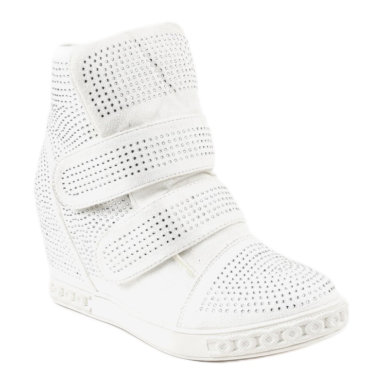 Hvide kile sneakers med KLS-112-3 studs 1
