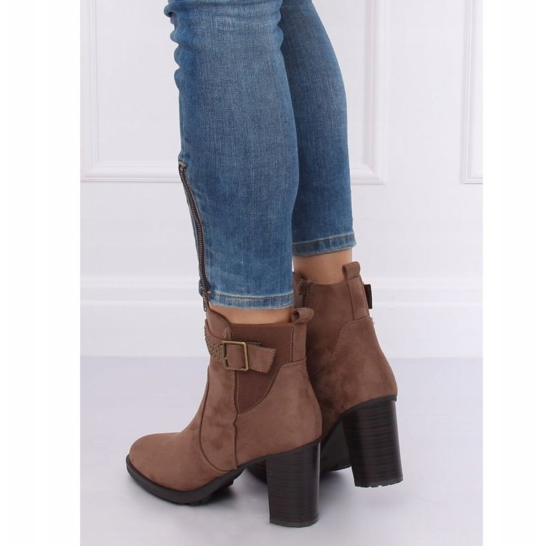 Brune højhælede støvler 6139 Khaki kaki 1