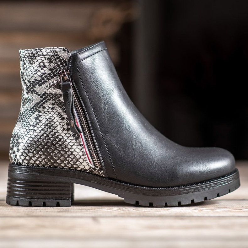 SHELOVET Arbejdere på Snake Print Platform sort 2