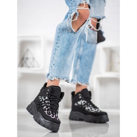 SHELOVET Leopard print sneakers sort 2