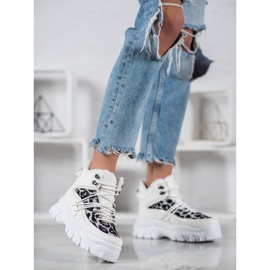 SHELOVET Leopard print sneakers hvid 1