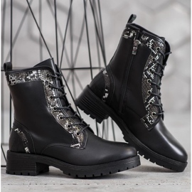Seastar Snørebåndsarbejder Snake Print sort 1