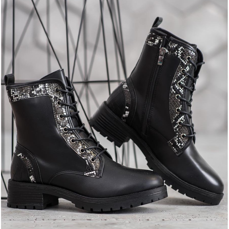 Seastar Snørebåndsarbejder Snake Print sort 1