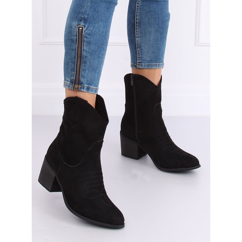 Sort ruskind cowboystøvler 5689 Sort 1