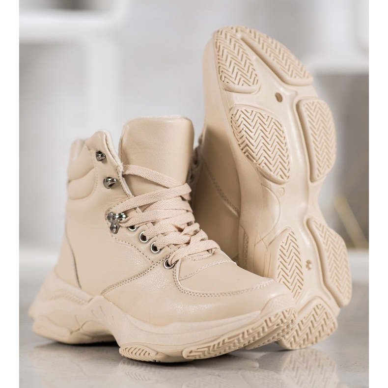 Ideal Shoes Øko -læder sneakers brun 1