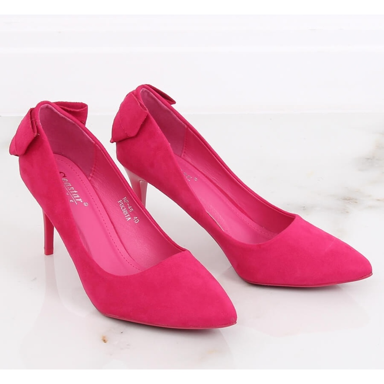 Pumper på en nål med en bue fuchsia NF-46 Fuchsia lyserød 1