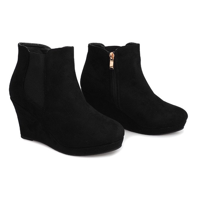 Suede Wedge Støvler YL061 Sort 1