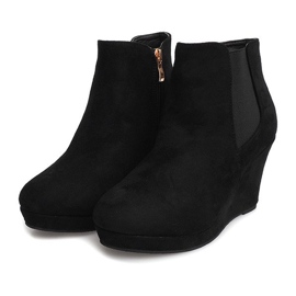 Suede Wedge Støvler YL061 Sort 2