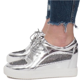 Adele sølvlakerede openwork sneakers grå 1