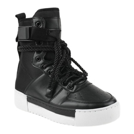 Sorte flade sneakers Y-026 1
