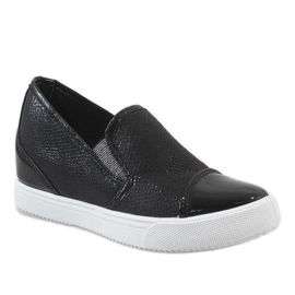 Sorte sneakers på kilen DD437-1 1