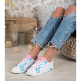 Ideal Shoes Moderigtige sneakers med øko -læder hvid blå lyserød flerfarvet 2