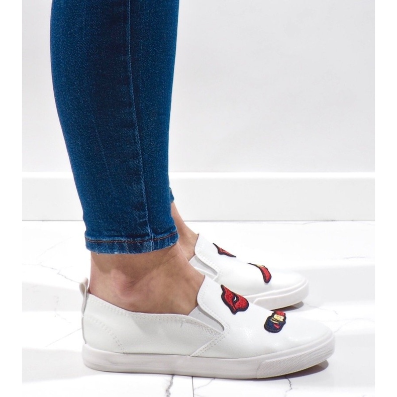 Hvide sneakers med tryk G1202A-2 2