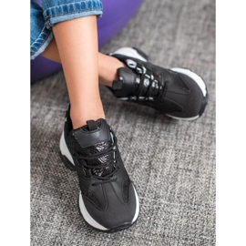 SHELOVET Snake Print Platform Sneakers sort 1