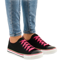Sorte klassiske lave sneakers W03 grøn 1