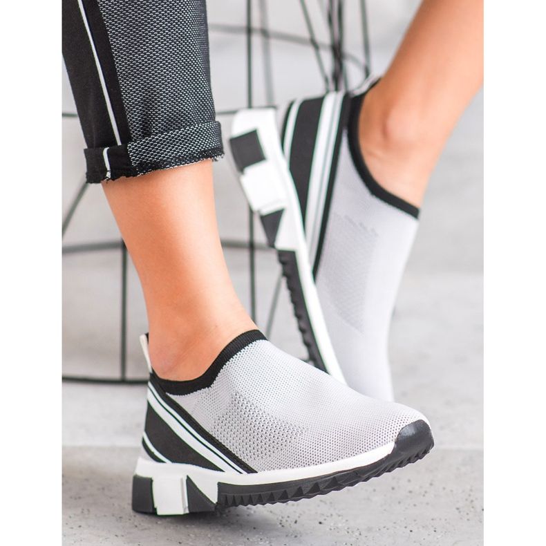 SHELOVET Slip-on sko med mesh grå 2