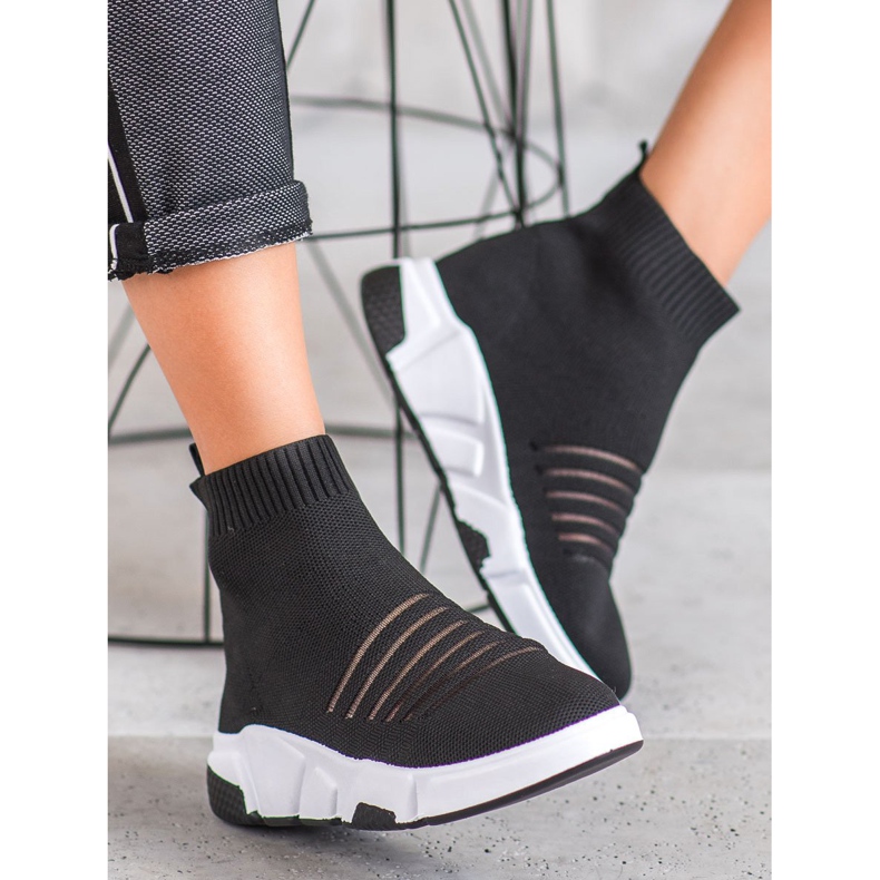 SHELOVET Slip-on sko med mesh sort 2