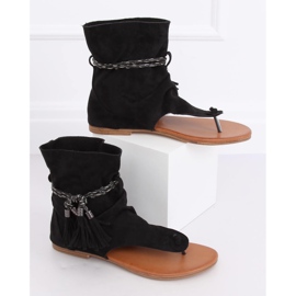 Sort SL1011 Sorte flip-flops med overdel 1