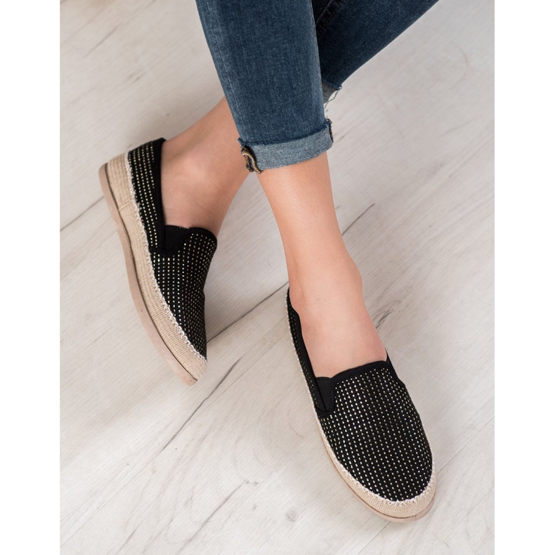 SHELOVET Moderigtigt Espadrilles sort 1