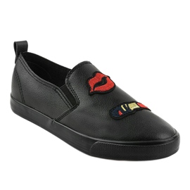 Sorte sneakers med tryk G1202A-3 1