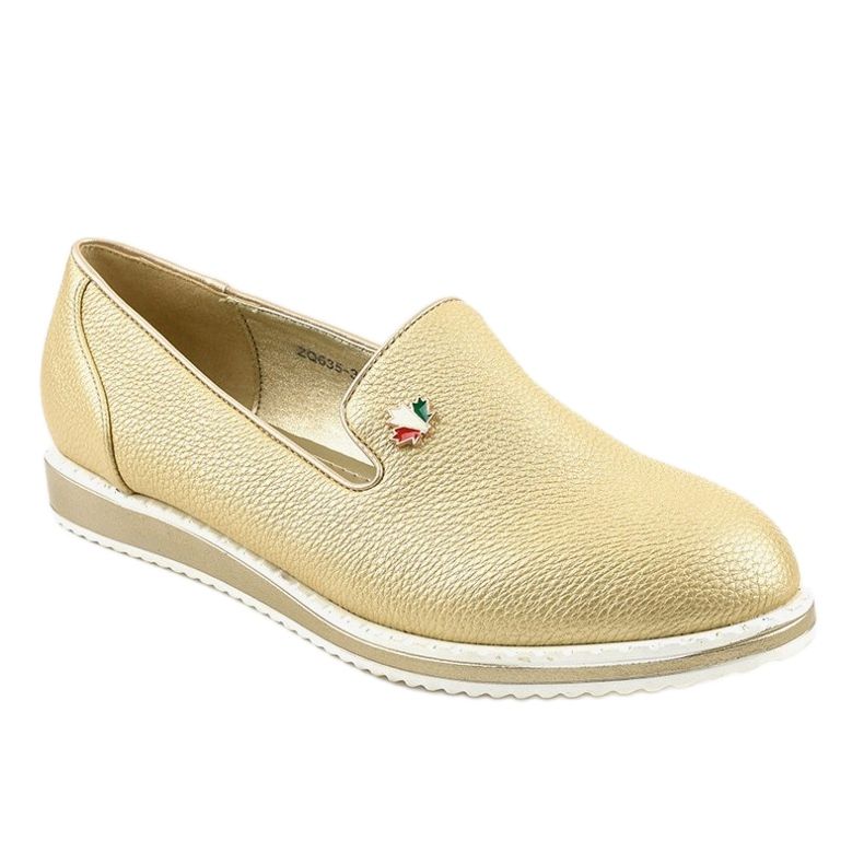 Gyldne, slip-on kile sko ZQ635-3 gylden 1