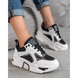 Seastar Moderigtige sneakers med glitter hvid sort 2