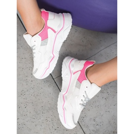 SHELOVET Sneakers på platformen med glitter hvid lyserød 1