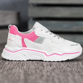 SHELOVET Sneakers på platformen med glitter hvid lyserød 2