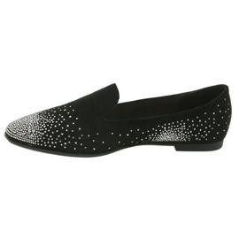 Sergio Leone Kvinders ballerinas med zirkoner sort 601 2