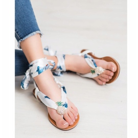 SHELOVET Bindede sandaler med ananas hvid flerfarvet 3