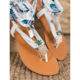 SHELOVET Bindede sandaler med ananas hvid flerfarvet 4