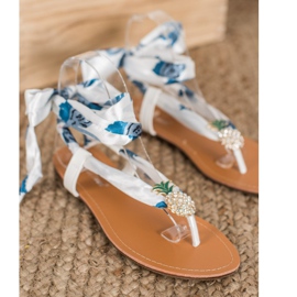 SHELOVET Bindede sandaler med ananas hvid flerfarvet 5