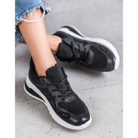 Ideal Shoes Bindede sko med mesh sort gul 1