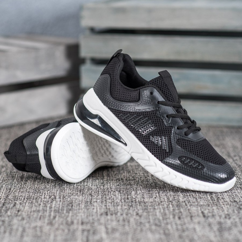 Ideal Shoes Bindede sko med mesh sort gul 2