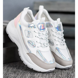 SHELOVET Komfortable sneakers med mesh hvid flerfarvet 1