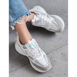 SHELOVET Komfortable sneakers med mesh hvid flerfarvet 3